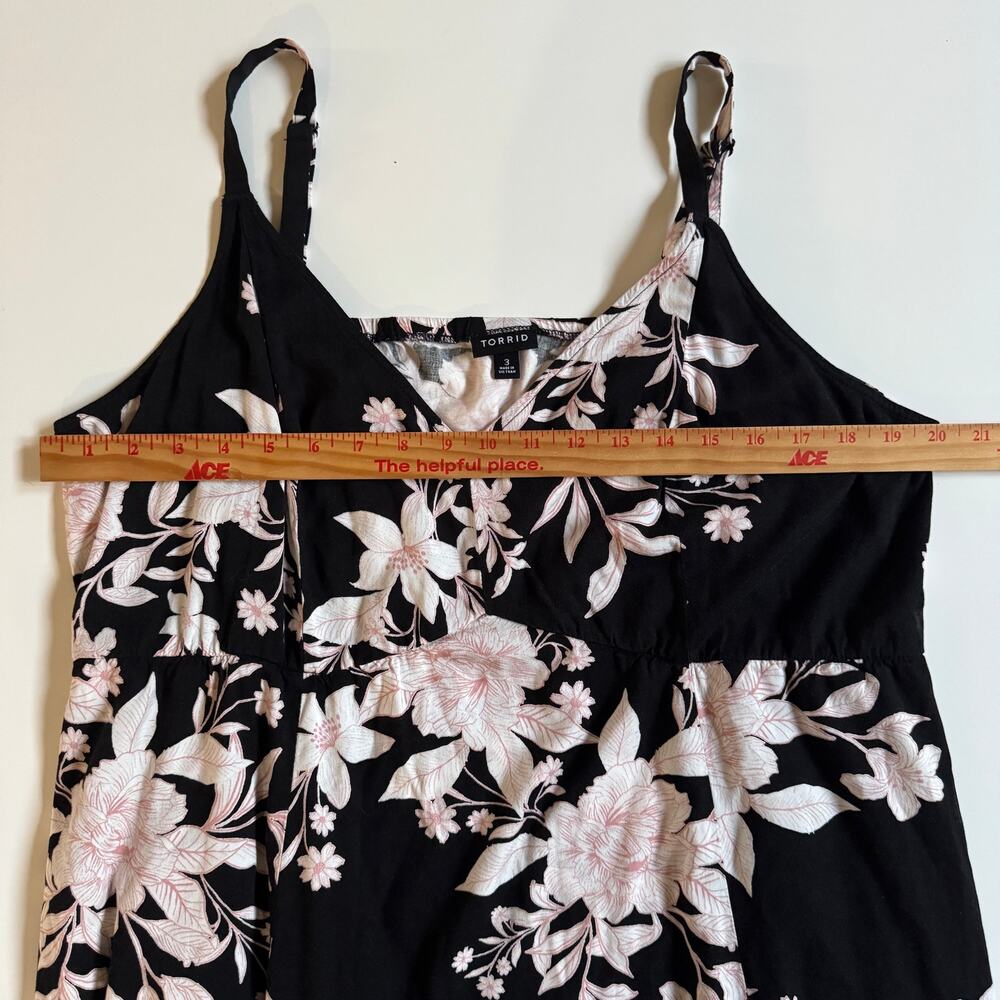 Torrid Tea Length Trapeze Dress Alessa Floral Black Vacation Beach Size 3X EUC - Picture 12 of 15